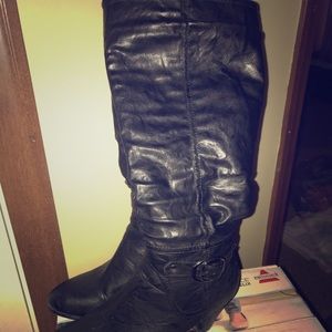 Black knee high boots